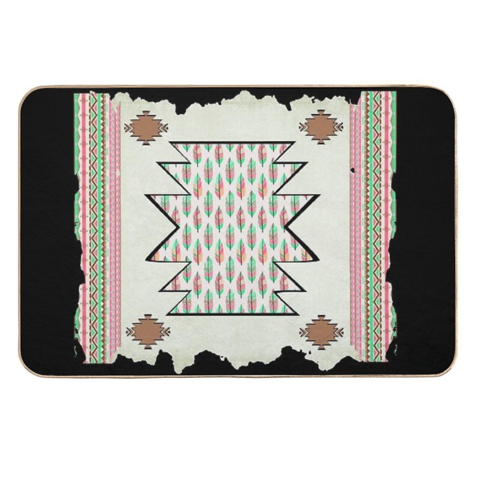 Native American Symbol - Aztec Boho Chic  Absorbent Bath Mat