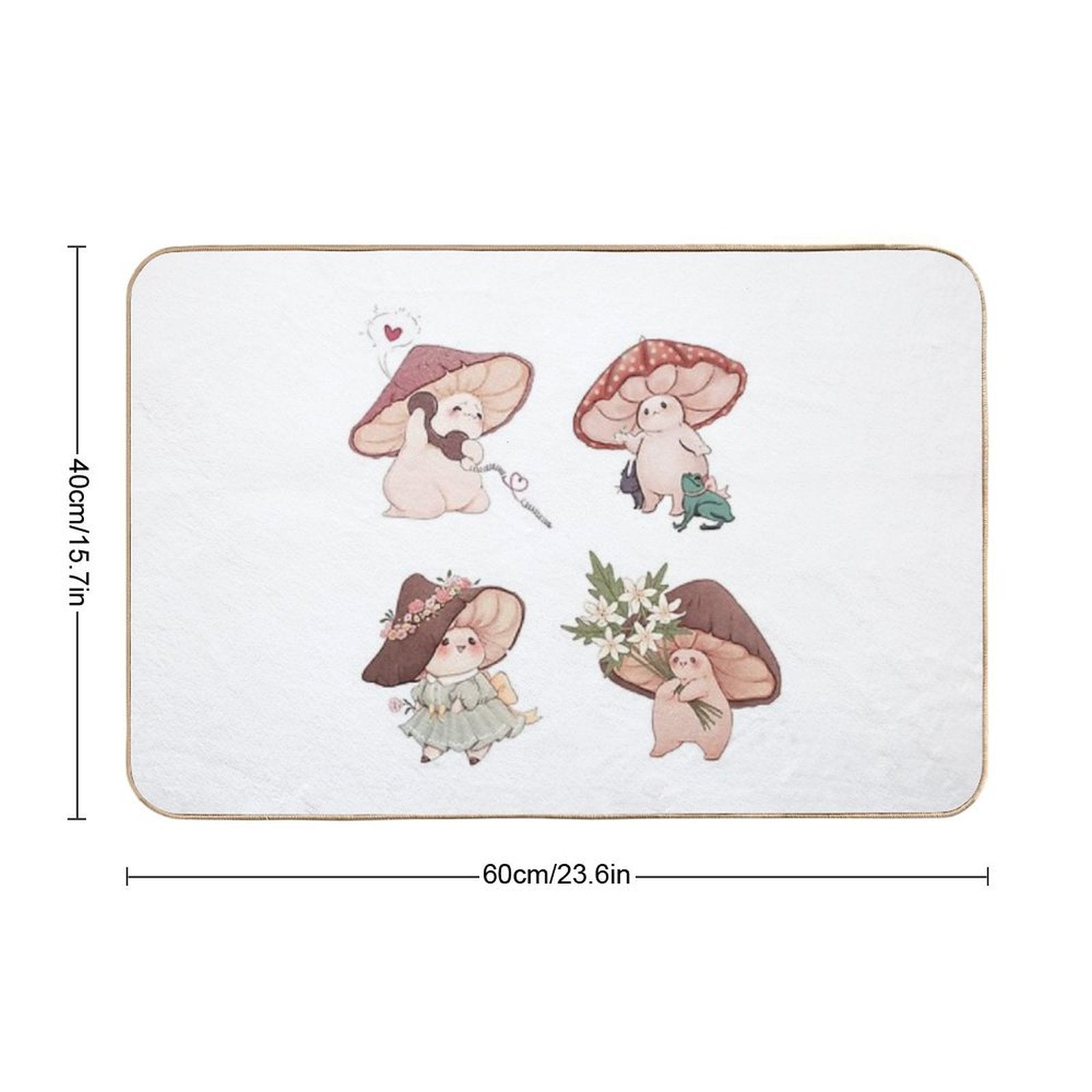 Four Vibrant Mushrooms Friends  Rapid-Drying Bath Mat