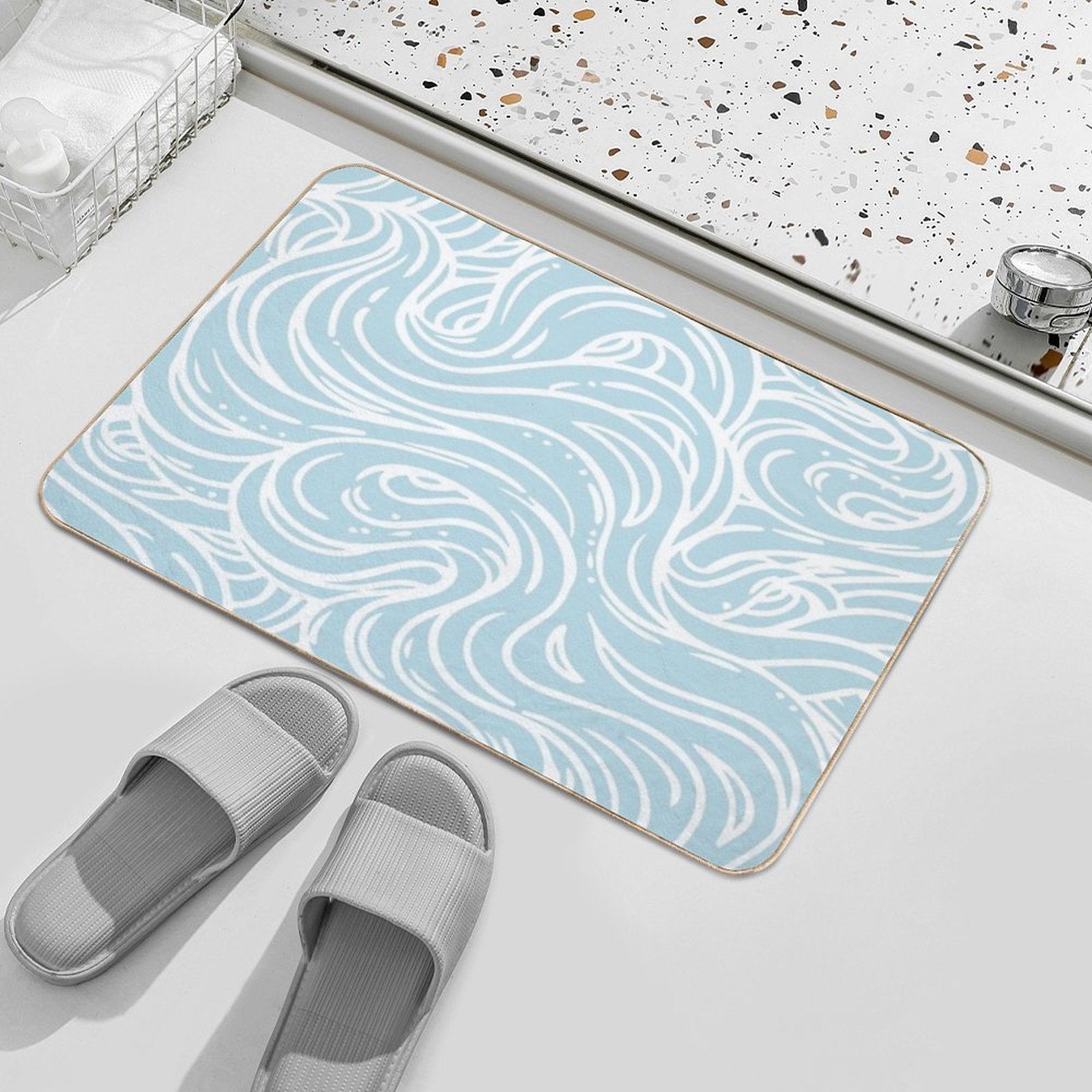 Cloudy Days Swirly Pattern  Long-Lasting Bath Mat