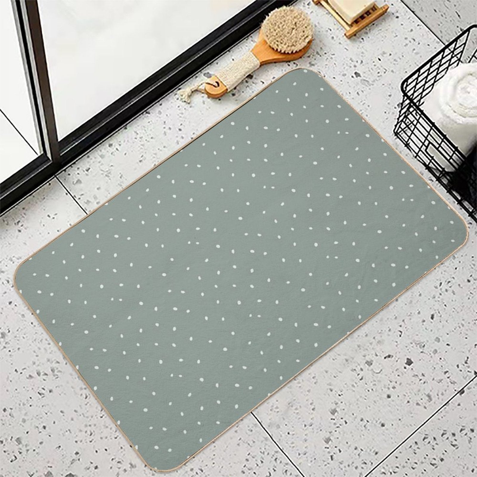 Scattered Dots in Mountain Green  Pet-Safe Bath Mat