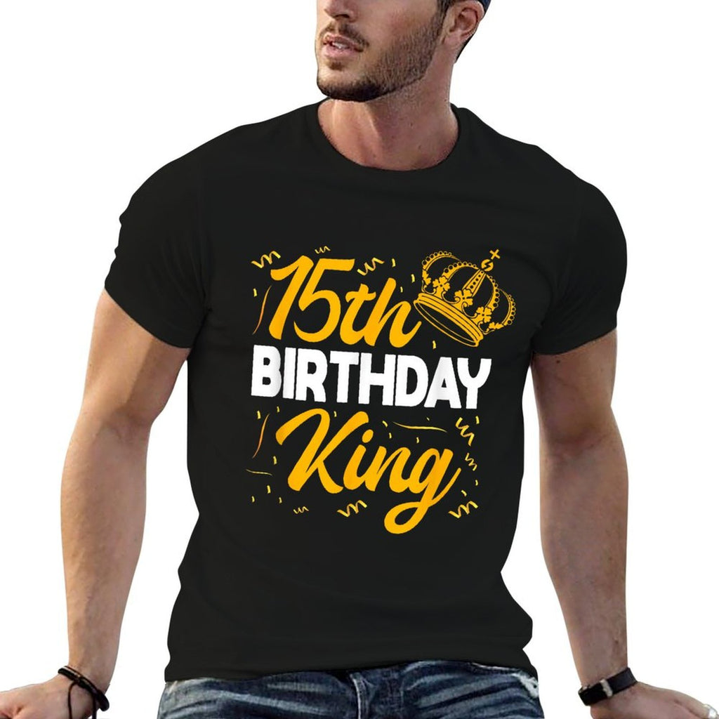 15th Birthday King Party Crown Bday Celebration  Tagless Design T-Shirt