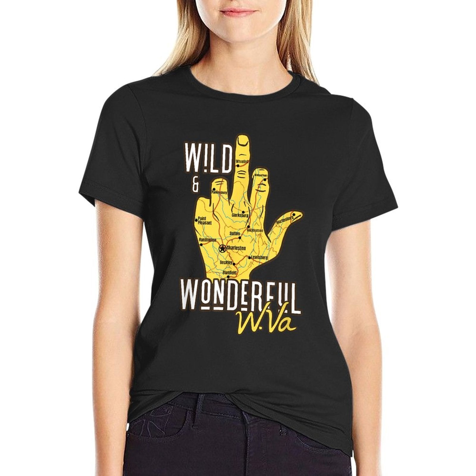 West Virginia Map WV Middle Finger Funny WV Souvenir Graphic  Moisture-wicking T-Shirt