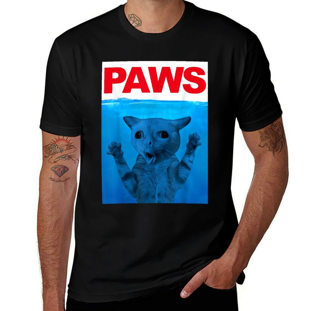 Paws Cat Meme Humor Funny Kitty Lover Funny Cats Dads Mom  Relaxed-fit T-Shirt