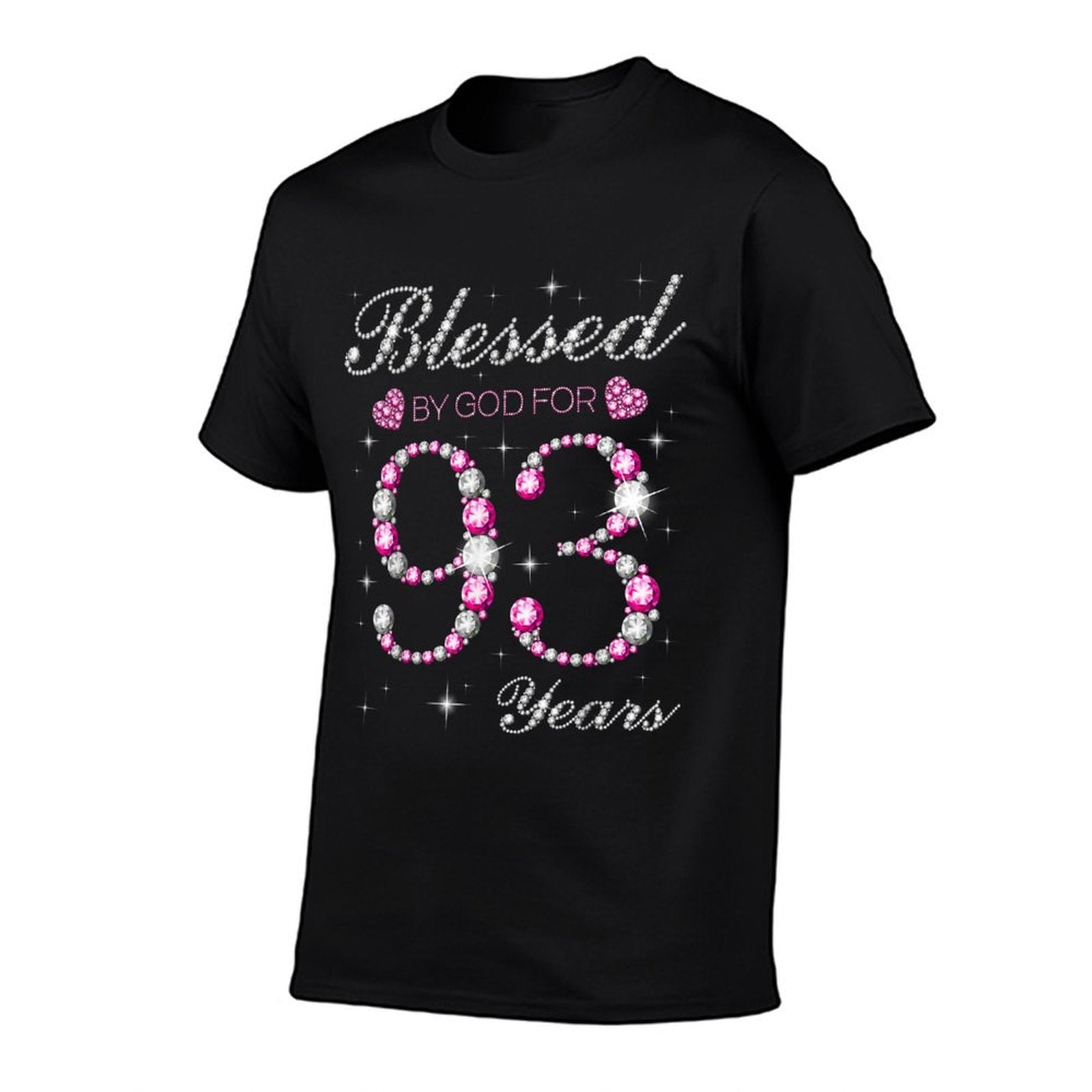 Blessed By God For 93 Years Old 93rd Birthday Party B-day  Ribbed Collar T-Shirt