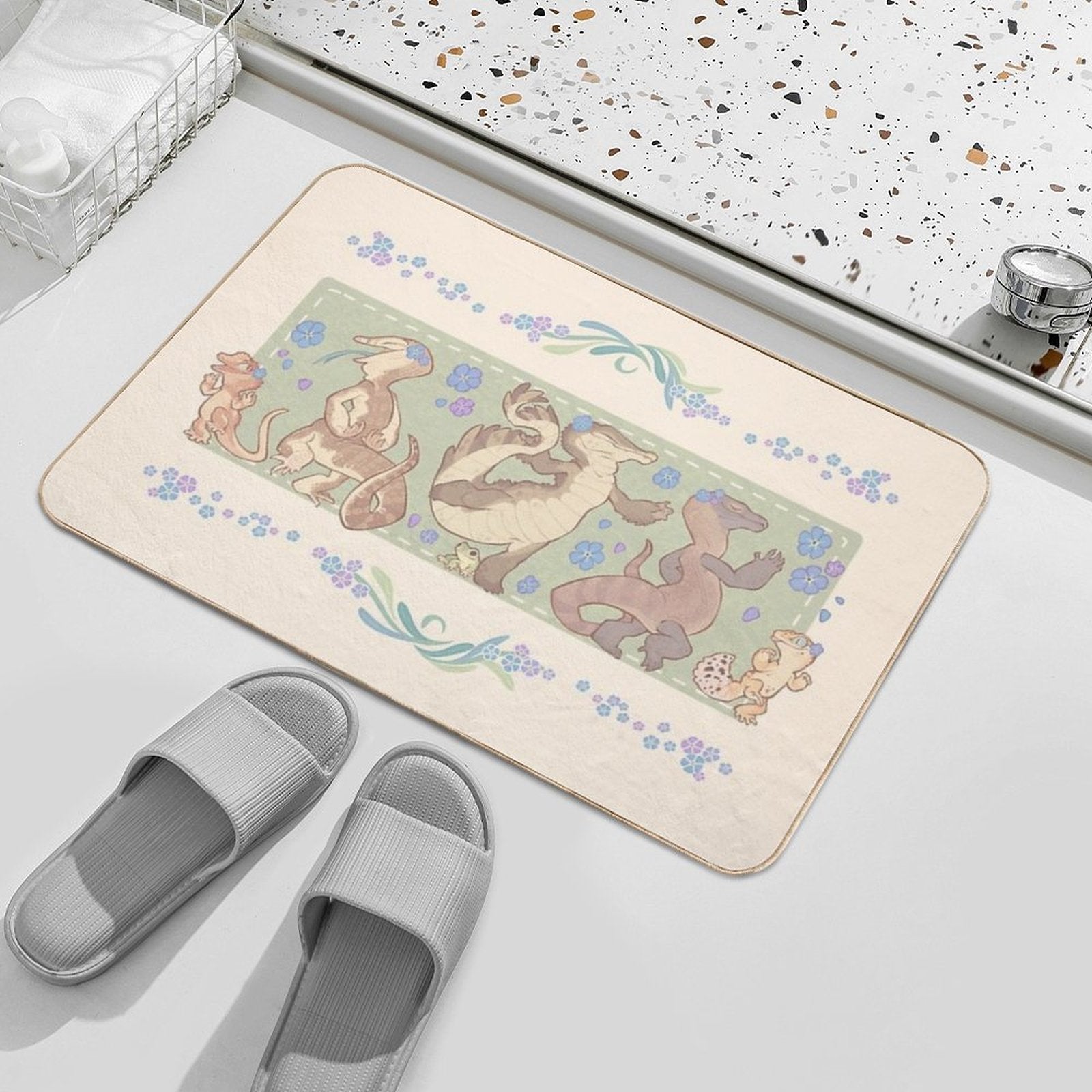 Happy Little Frogs  Easy To Clean Bath Mat