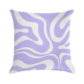 Retro Modern Liquid Swirl Abstract Pattern Square in Light Purple And White Soft Fade-Resistant Throw Pillow
