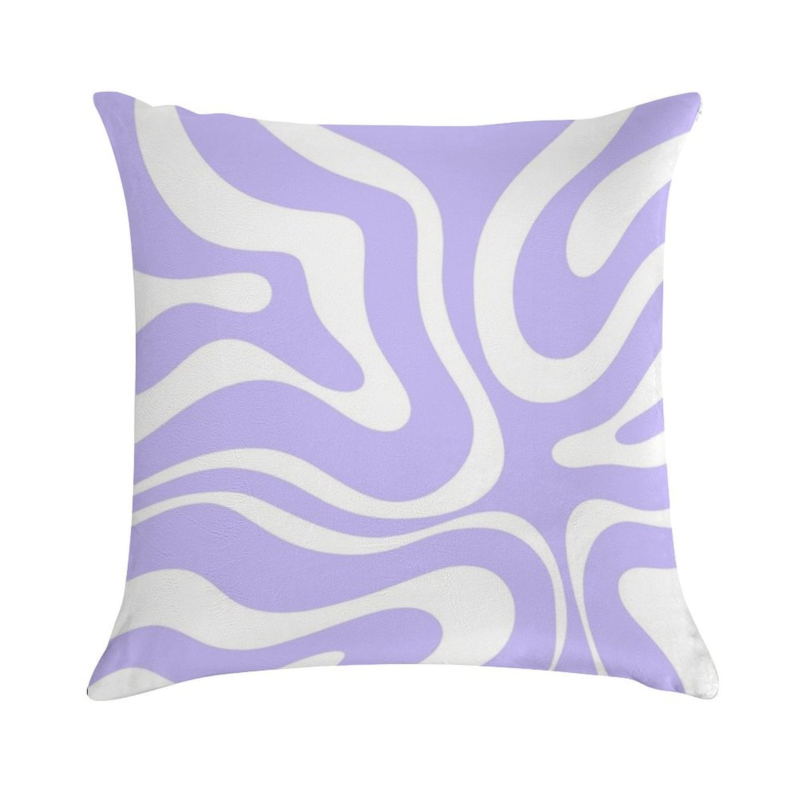 Retro Modern Liquid Swirl Abstract Pattern Square in Light Purple And White Soft Fade-Resistant Throw Pillow
