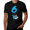 Kids 6th Birthday Shark 6 Hat Six Year Old Bday Boys Girls Kids  Soft T-Shirt