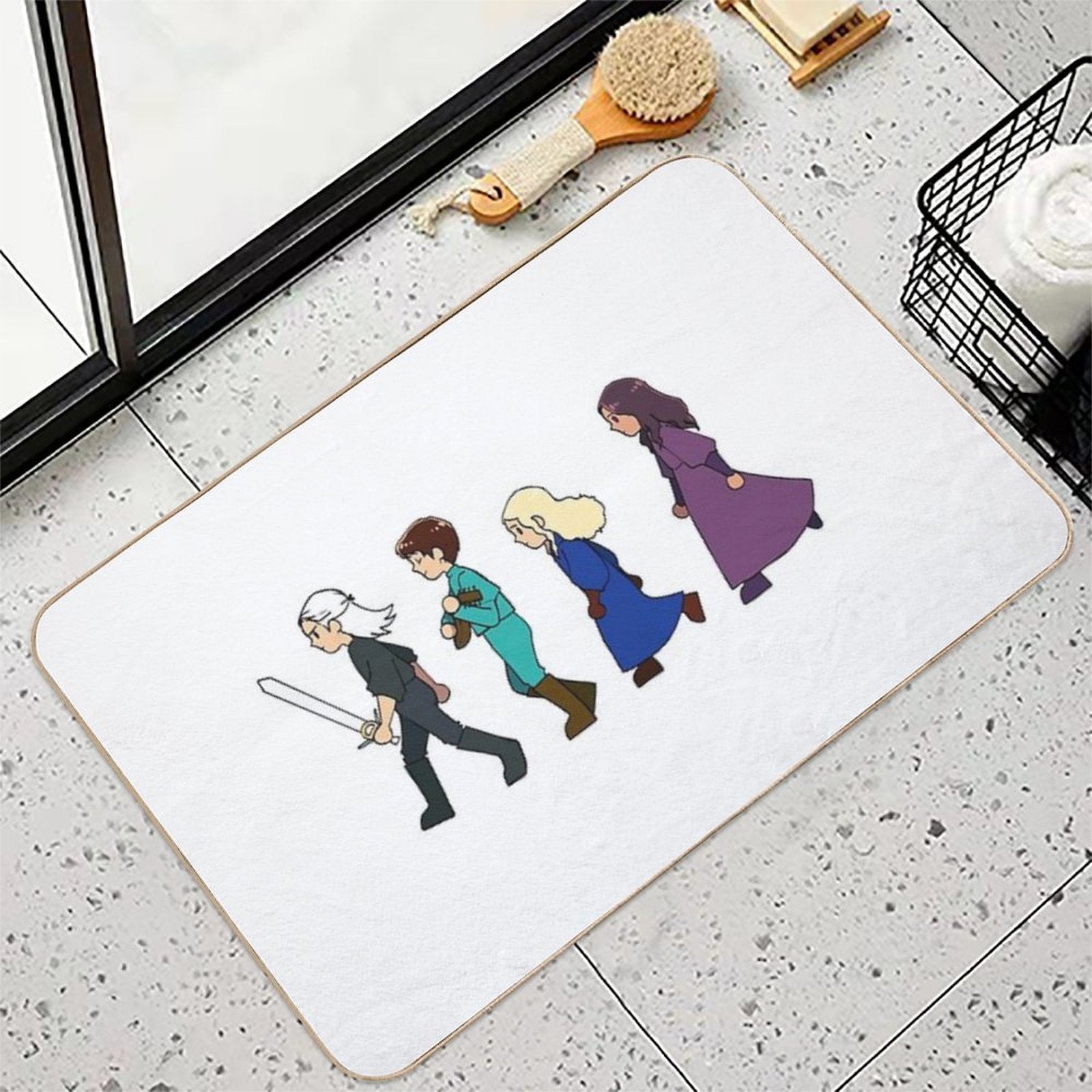 Chibi Witcher Fam  Non-Slip Bath Mat