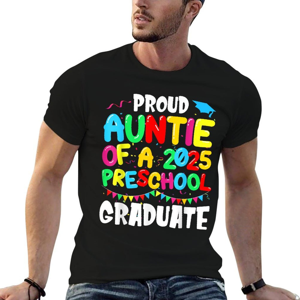 Proud Auntie Class Of 2025 Preschool Graduate Graduation  Oversized Silhouette T-Shirt