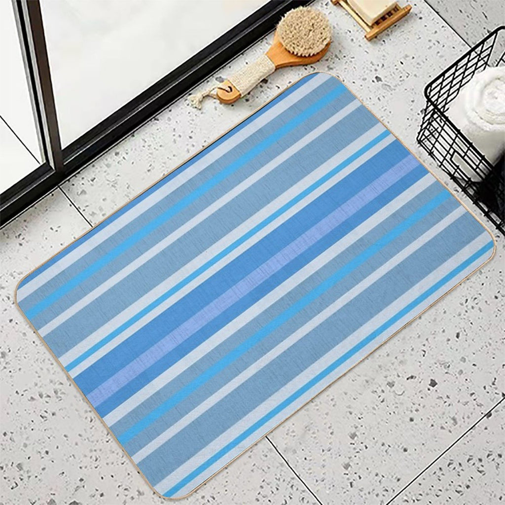Trendy Blue Stripe Pattern  High-Traffic Bath Mat