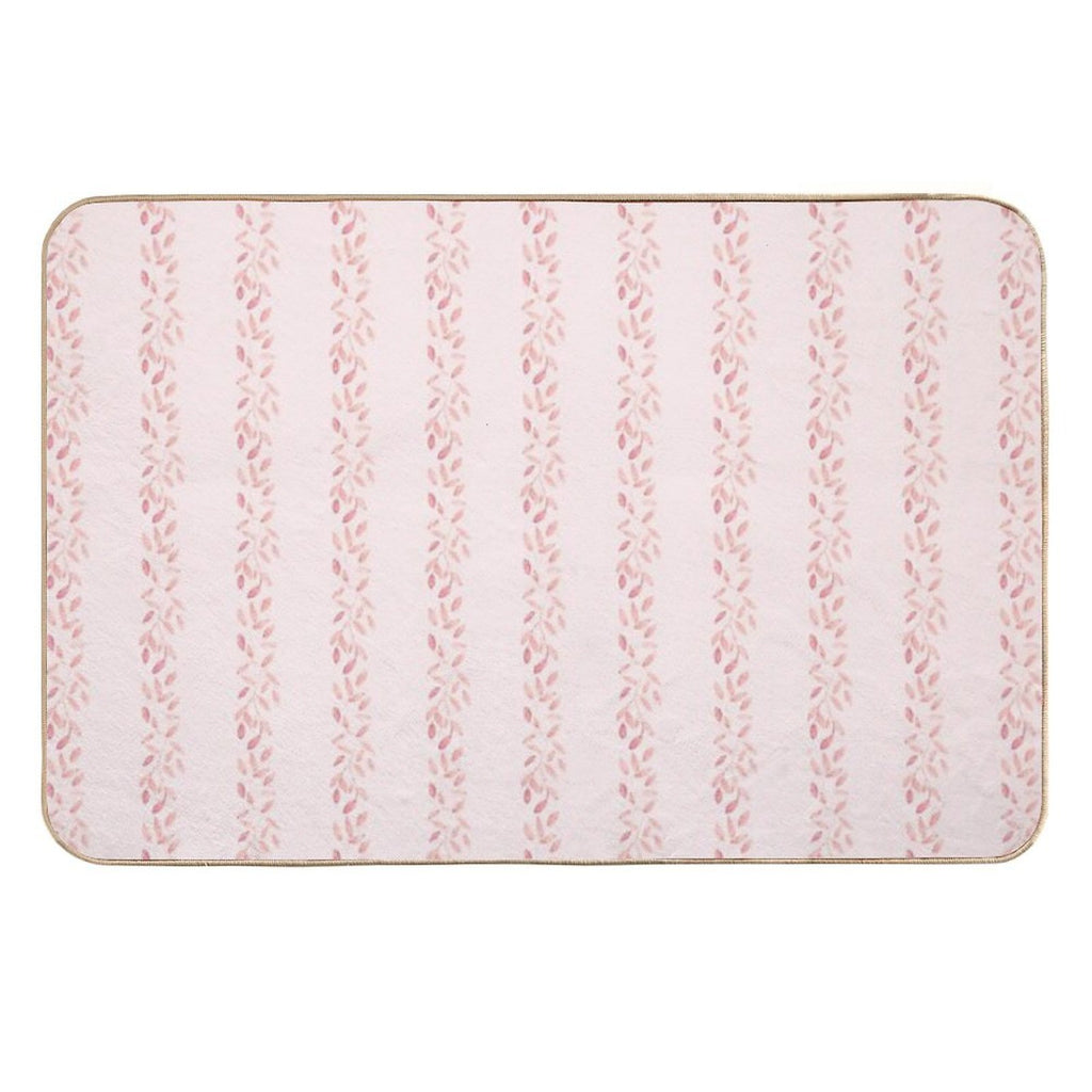 Pastel Floral Tone on Tone Watercolor Stripe Bella Petals in Pink Diamond  High-Traffic Bath Mat
