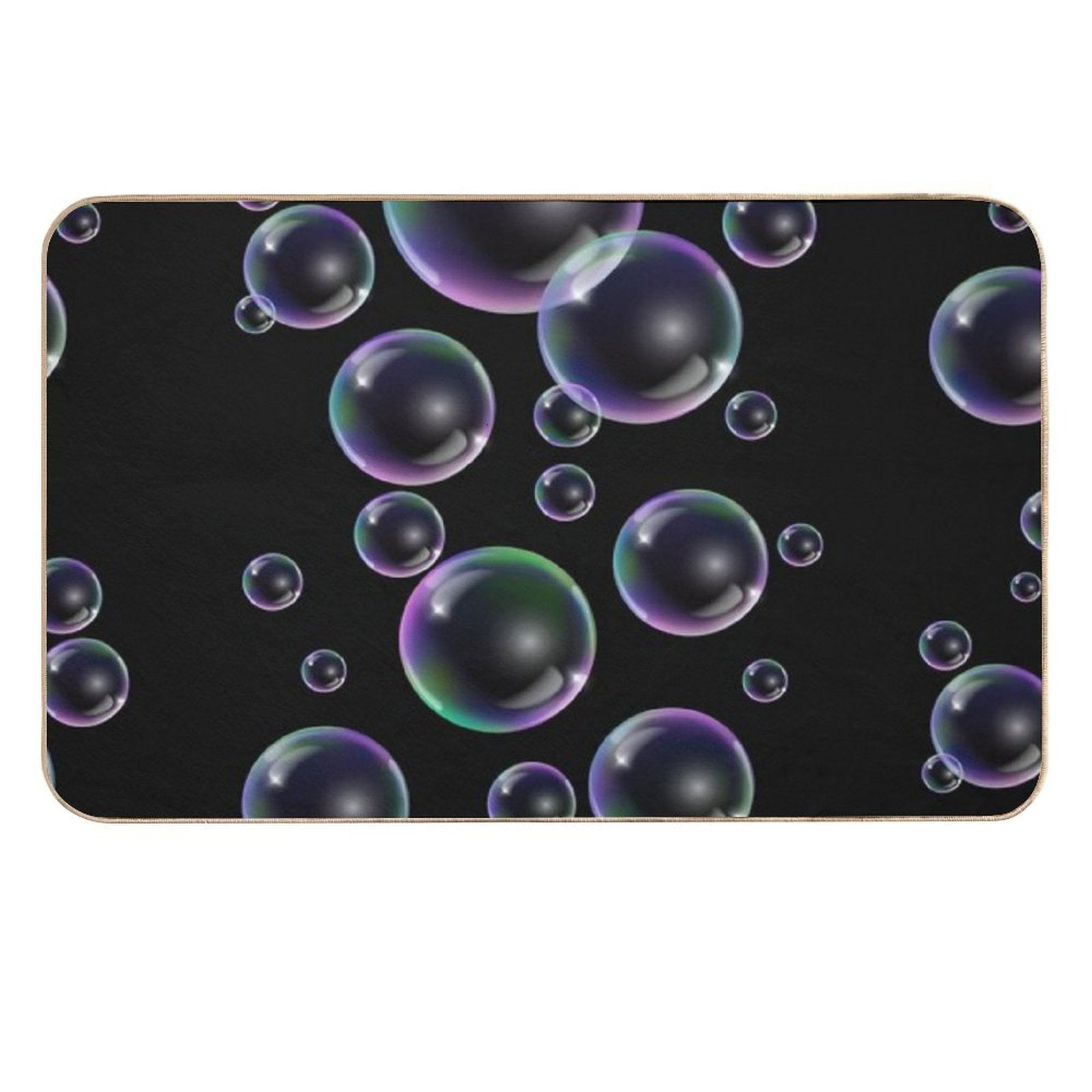 Copy of Colorful Bubbles Pattern - Black Background  Stain-Proof Bath Mat