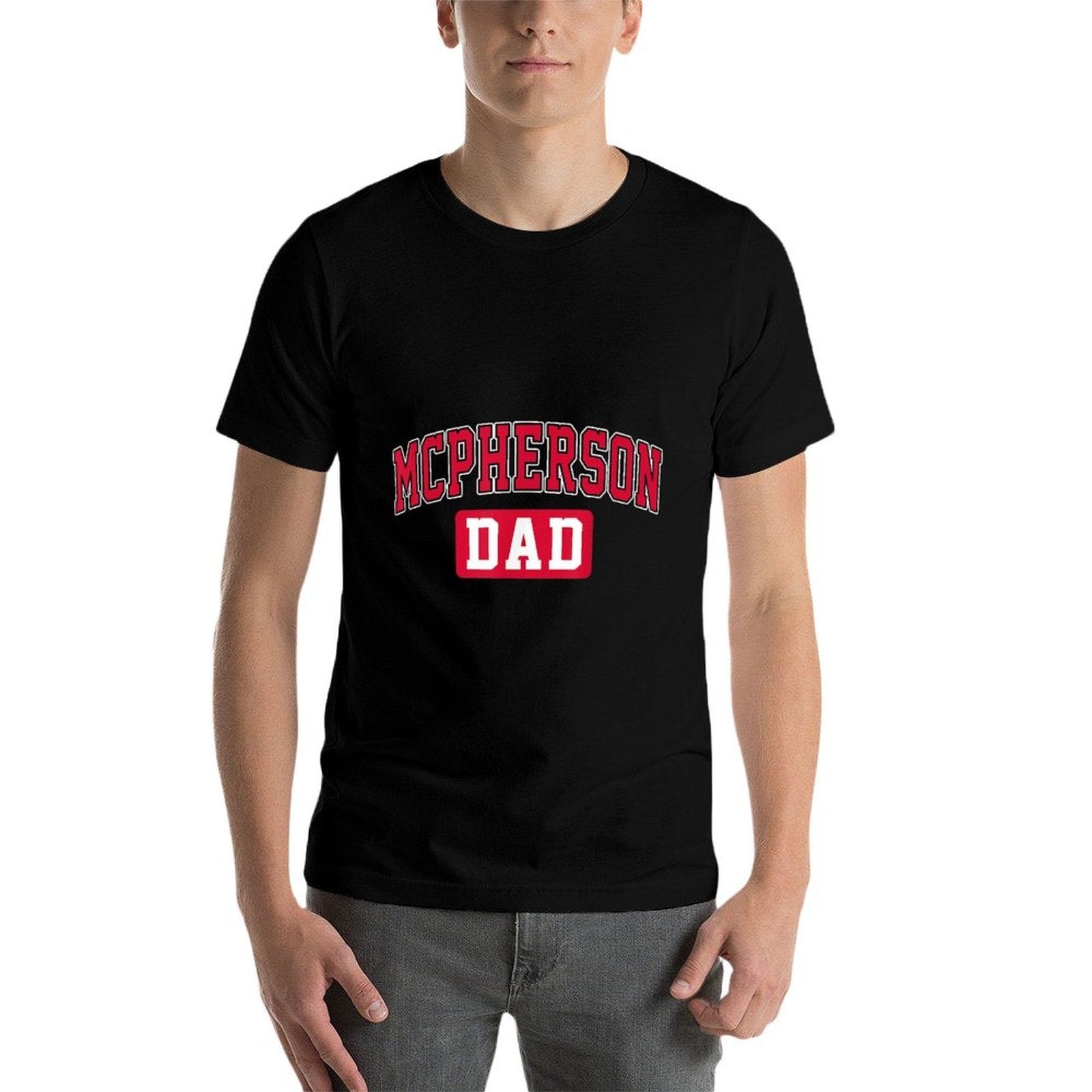 McPherson College Dad Arch Vintage Design Father Men Family  Slim-fit Cut T-Shirt