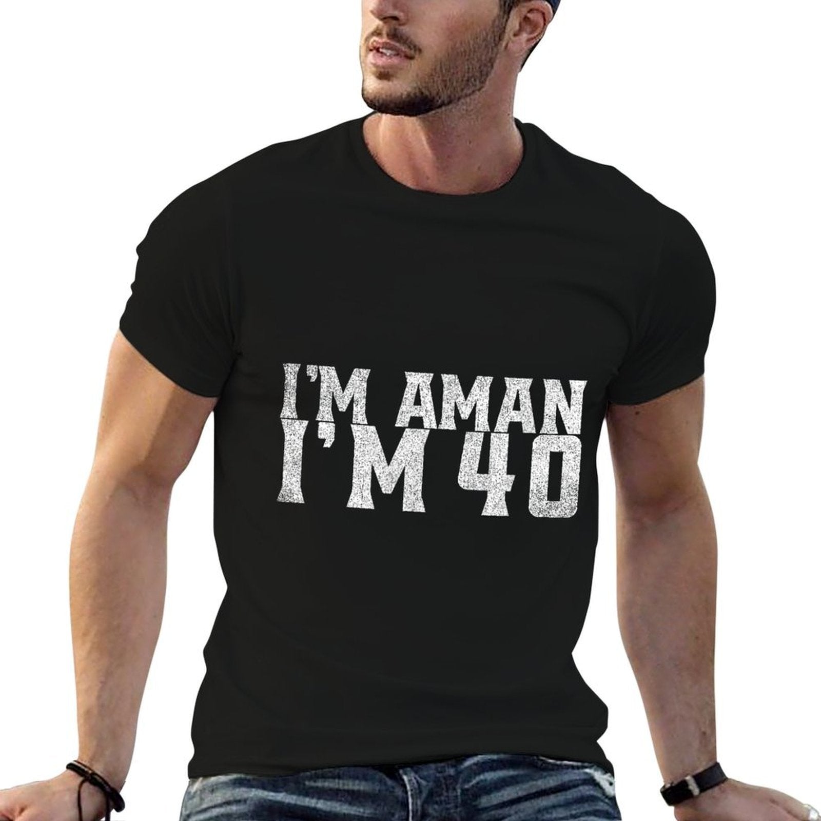 I'm A Man I'm 40 Funny Over The Hill Birthday  Heathered Texture T-Shirt
