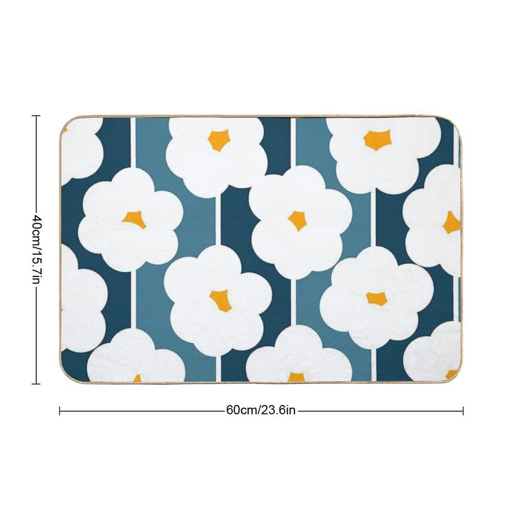 Joyful Abstract Floral Daisies Pattern  Toxin-Free Bath Mat