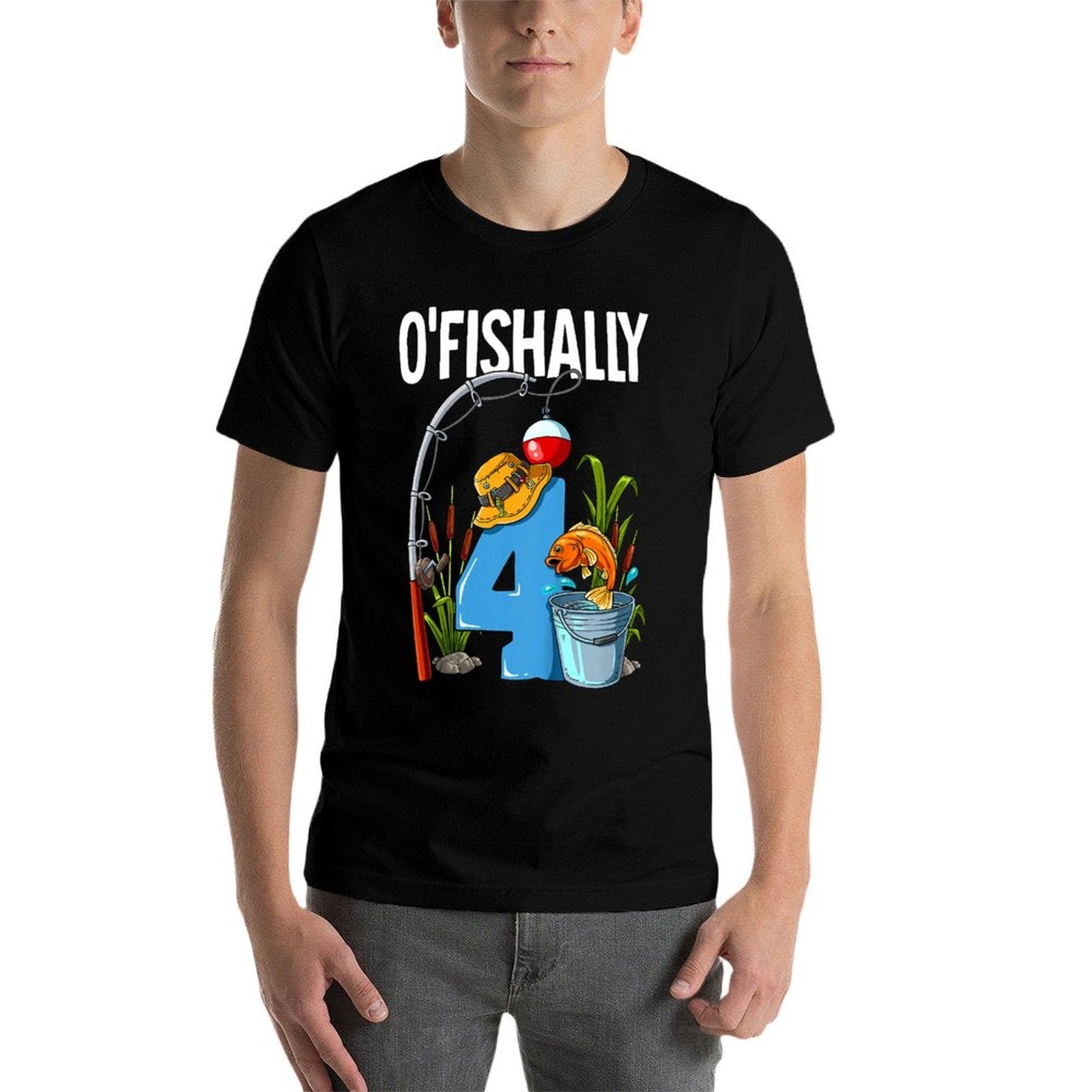 O'fishally 4 Years Old 4th Birthday Fishing  Odor-resistant T-Shirt