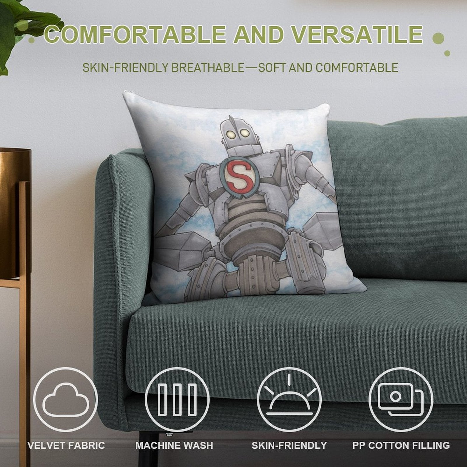 The Iron Giant Animated Movie Soft Bedroom Essential Throw Pillow