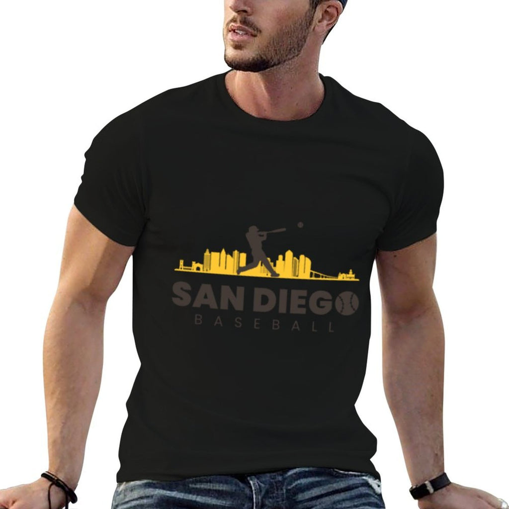 San Diego Baseball Vintage Minimalist Retro Baseball Lover  Summer-ready Fabric T-Shirt