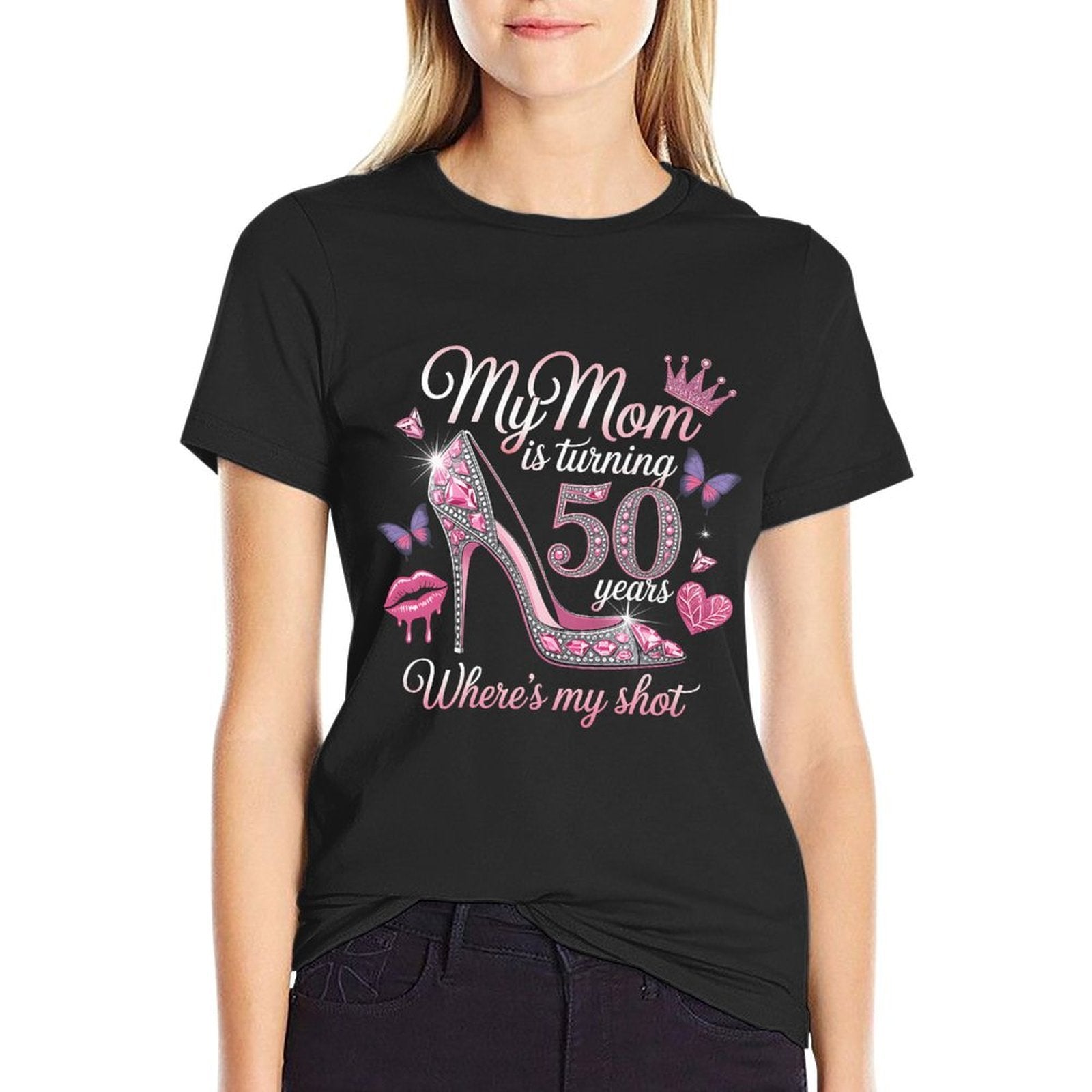 50th Birthday Gift Mom Turning Fifty Years Old Premium  Oversized Silhouette T-Shirt