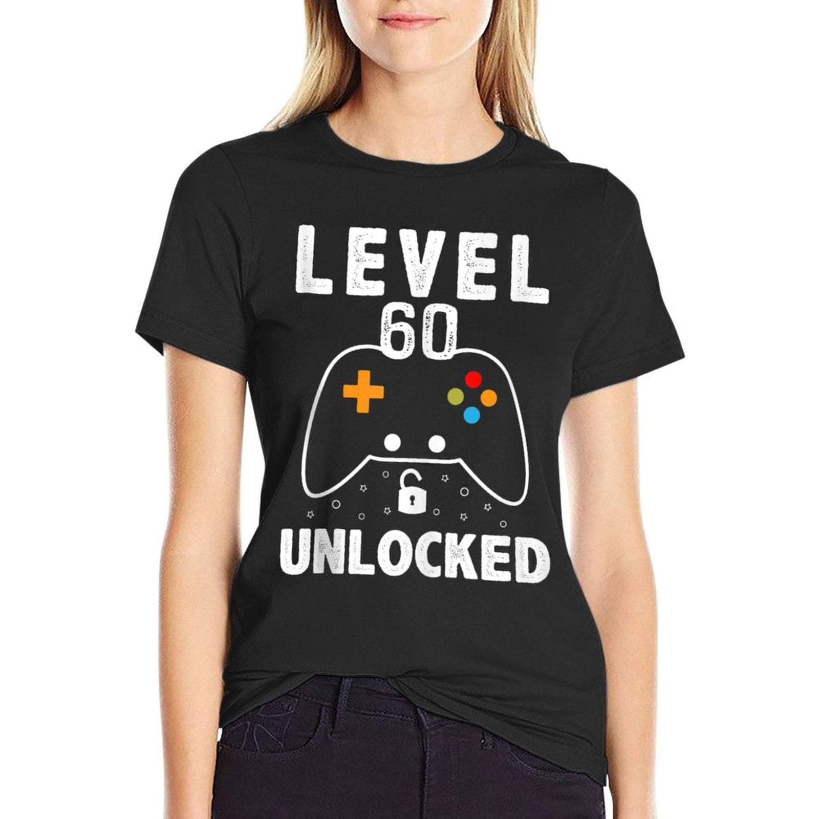 Level 60 Unlocked 60 Years Old Men Women 60th Birthday  Summer-ready Fabric T-Shirt