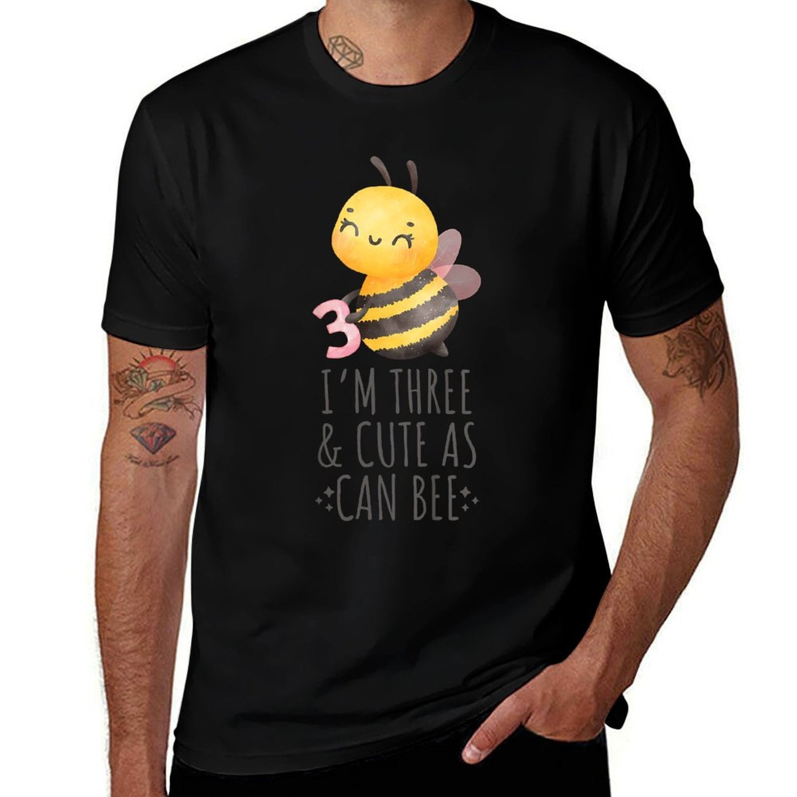 Kids I'm Three & Cute As Can Bee 3rd Third Birthday  Vintage-inspired T-Shirt