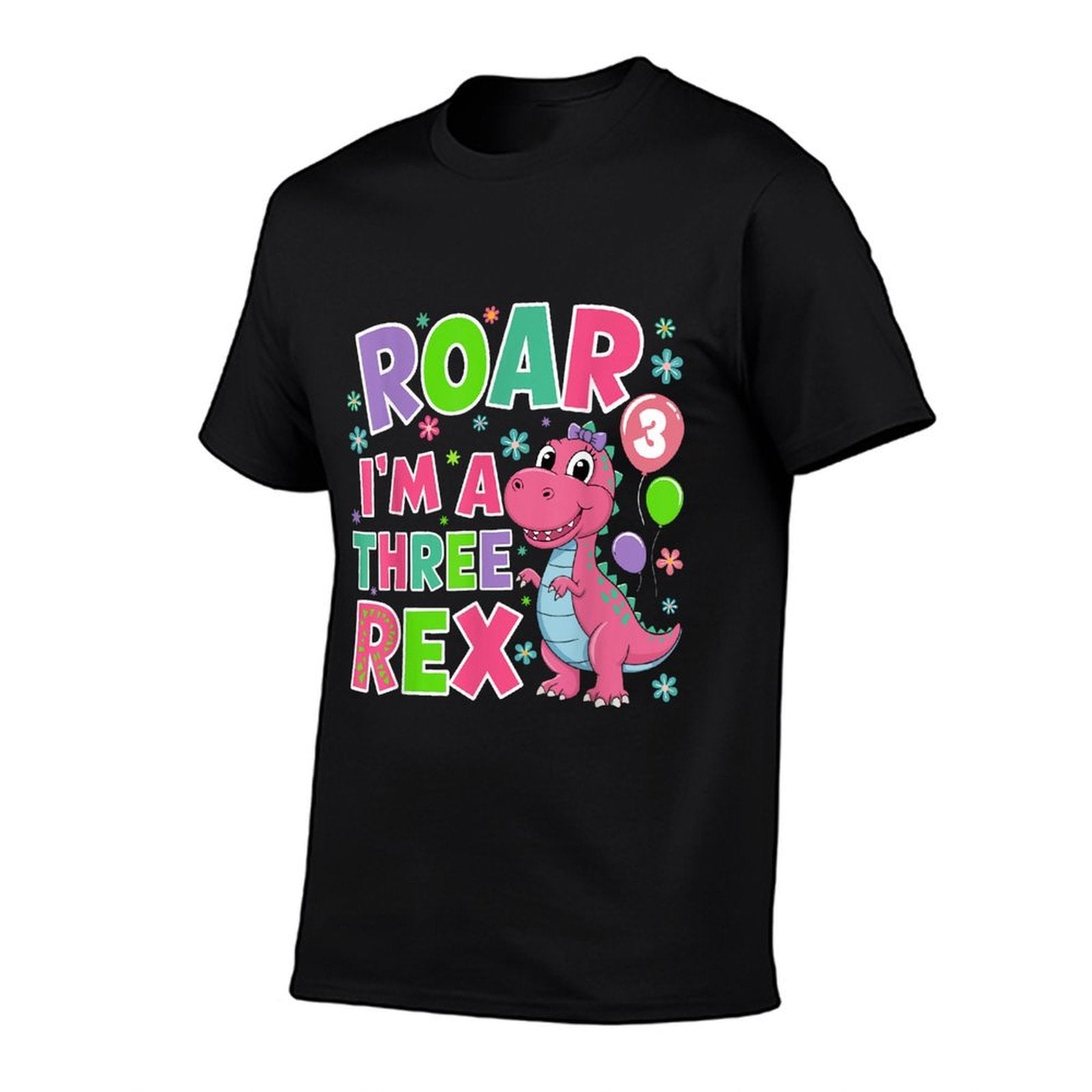 Roar I'm A Three Rex Birthday Girl 3 Year Old Dinosaur  Graphic-printed T-Shirt