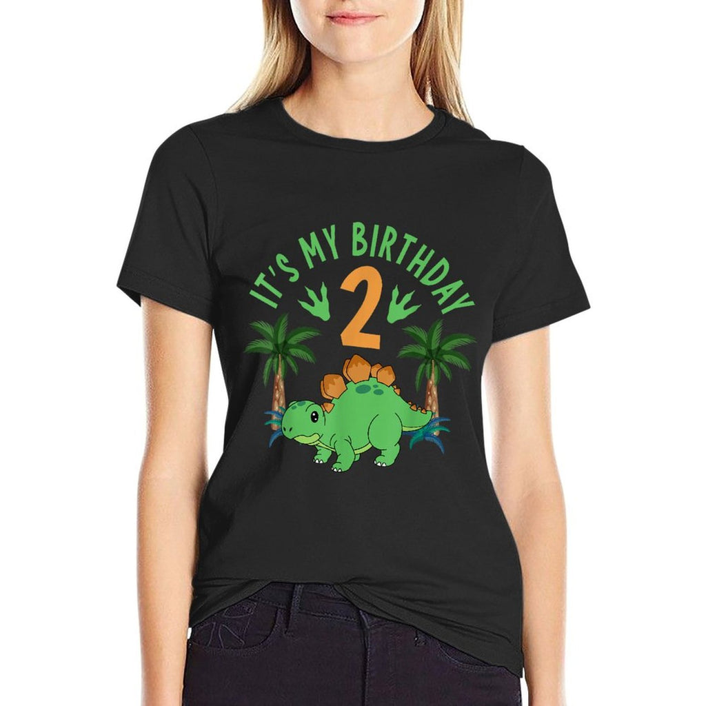 It's My 2nd Birthday Dinosaur Birthday Boy Girl Matching  Graphic-printed T-Shirt