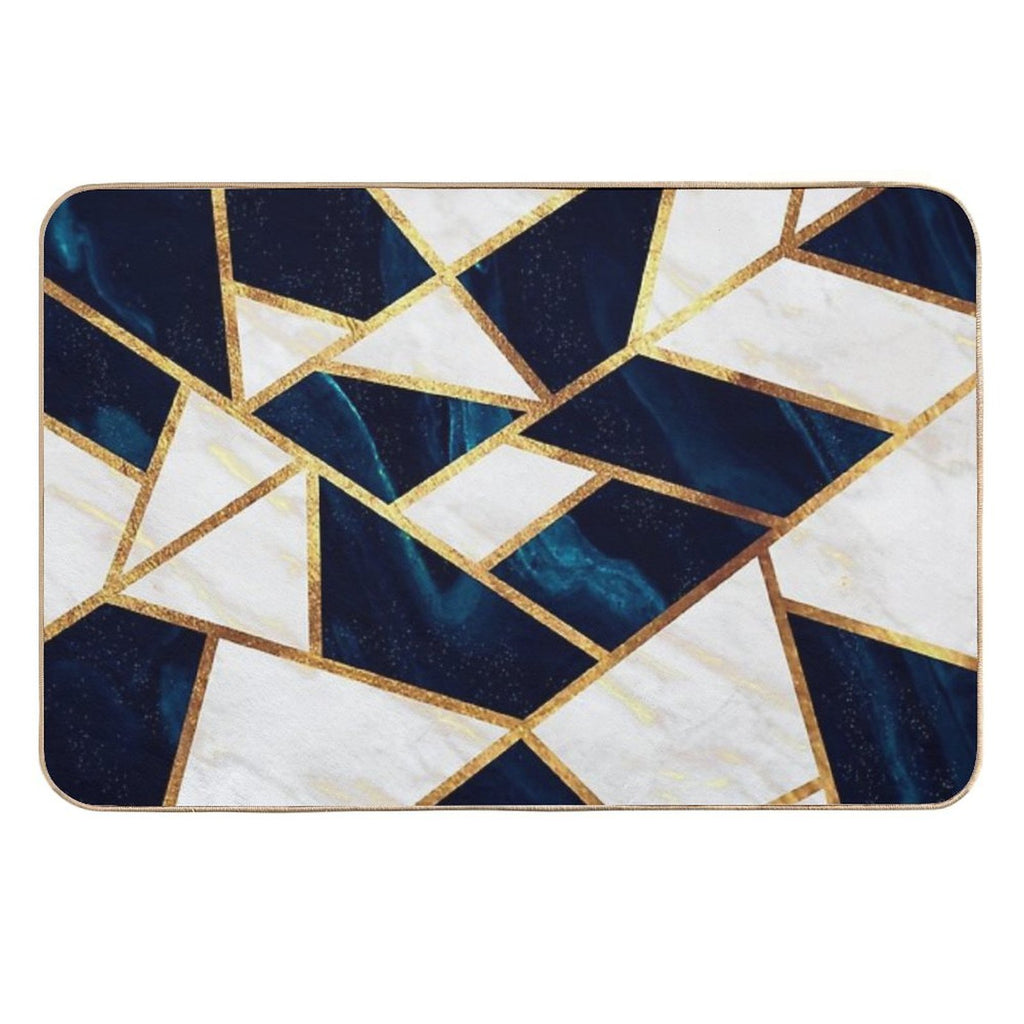 Navy Gold Stone Geometric Marble  Odorless Bath Mat
