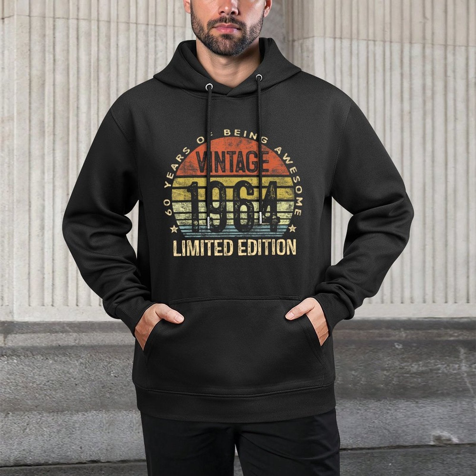 60 Year Old Gifts Vintage 1964 Limited Edition 60th Birthday Medium-Weight Fabric Hoodie