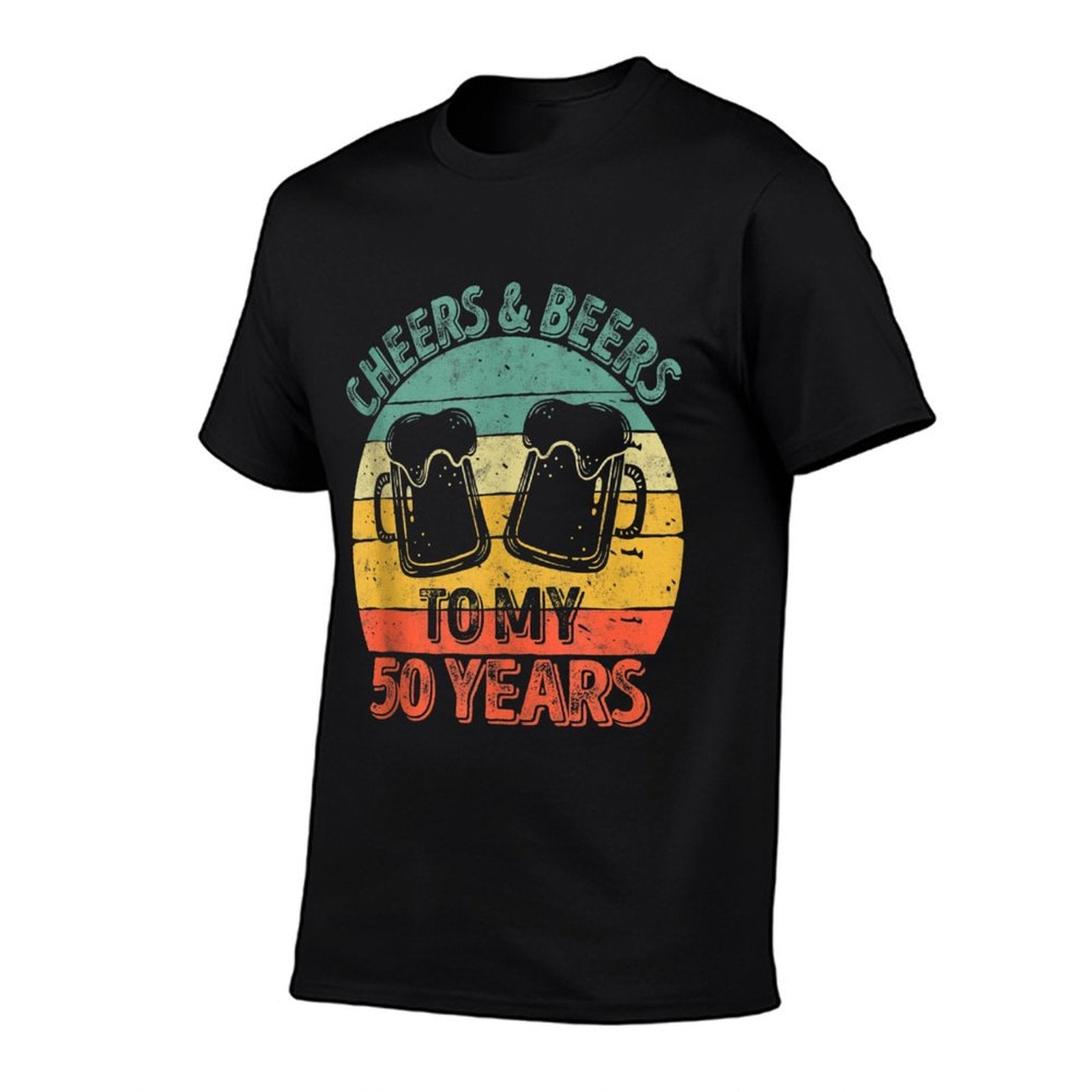 50th Birthday Gift Cheers And Beers To My 50 Years  Ribbed Collar T-Shirt
