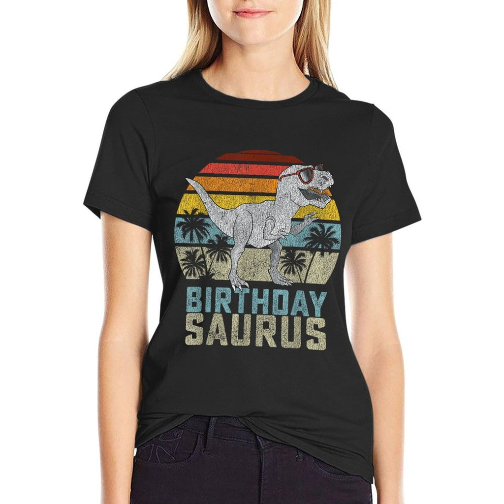 Birthday Saurus Rex Dino BirthdaysSaurus Matching Family  Fade-proof Color T-Shirt