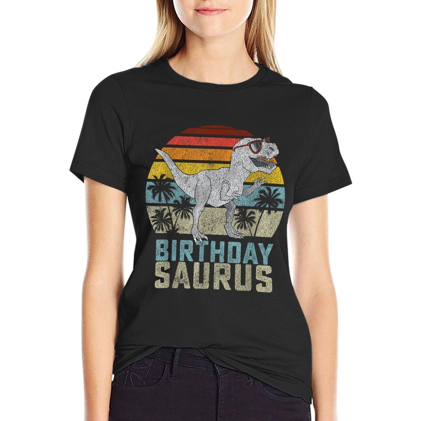 Birthday Saurus Rex Dino BirthdaysSaurus Matching Family  Fade-proof Color T-Shirt
