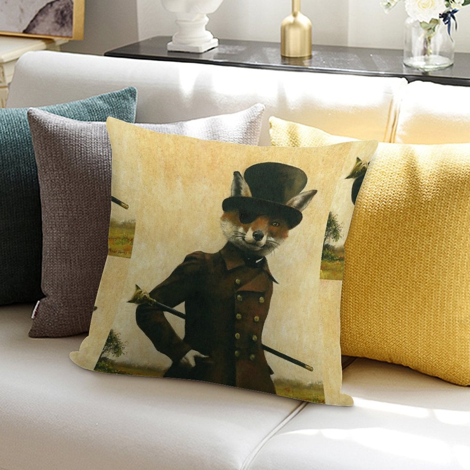 Sly Victorian Fox Soft Ultra-Soft Texture Throw Pillow