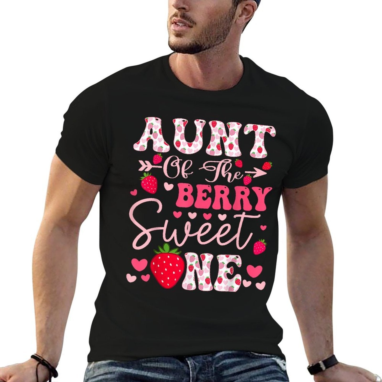 Aunt Of The Berry Sweet One Strawberry 1St Birthday  Trendy Pattern T-Shirt