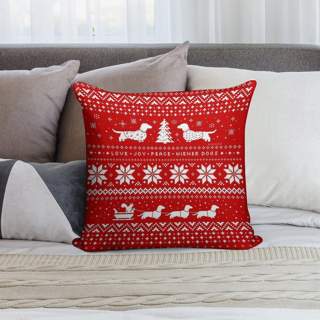 Dachshunds Christmas Sweater Pattern Soft Shrink-Resistant Throw Pillow