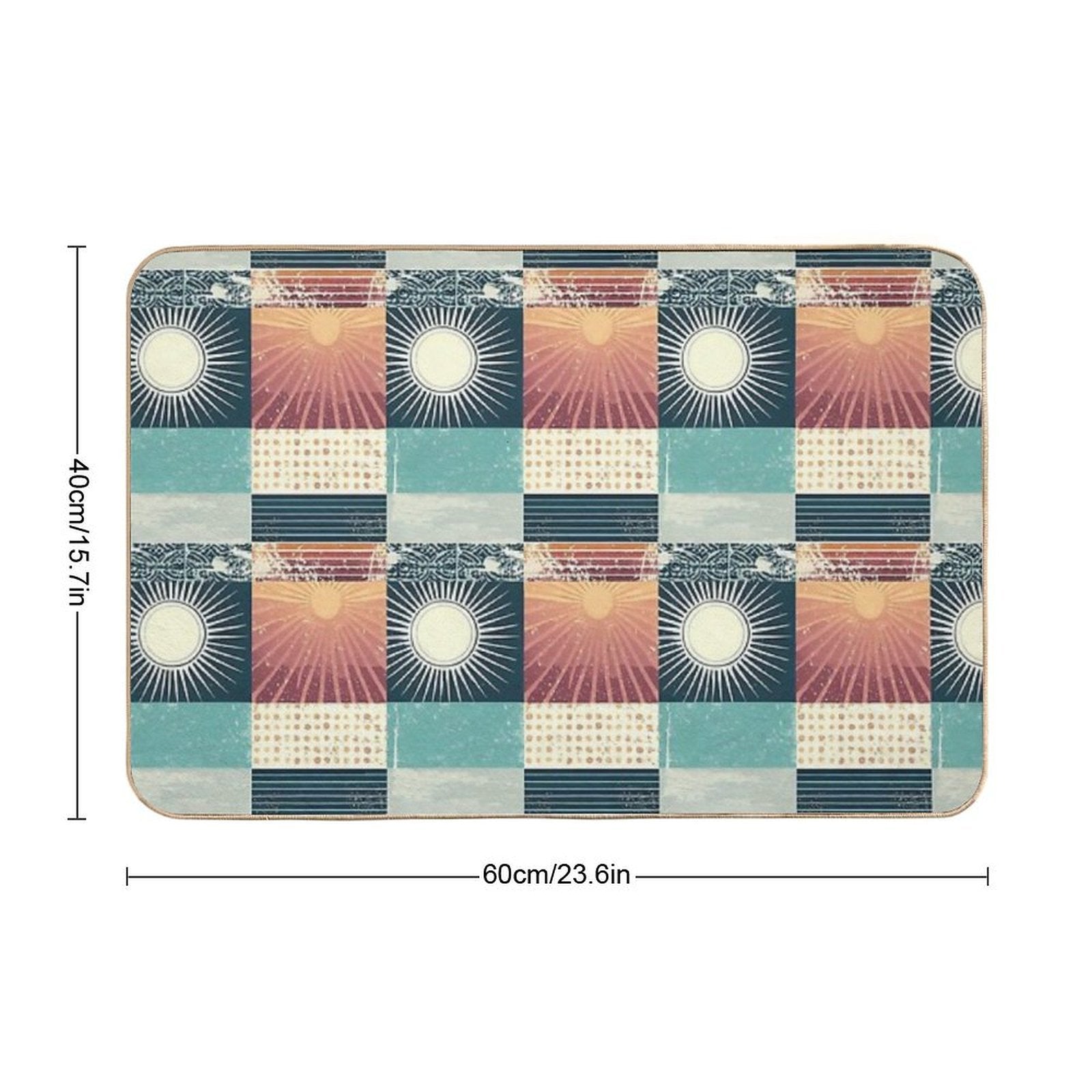 Retro Sixties Patchwork, Sun And The Ocean  High-Traffic Bath Mat
