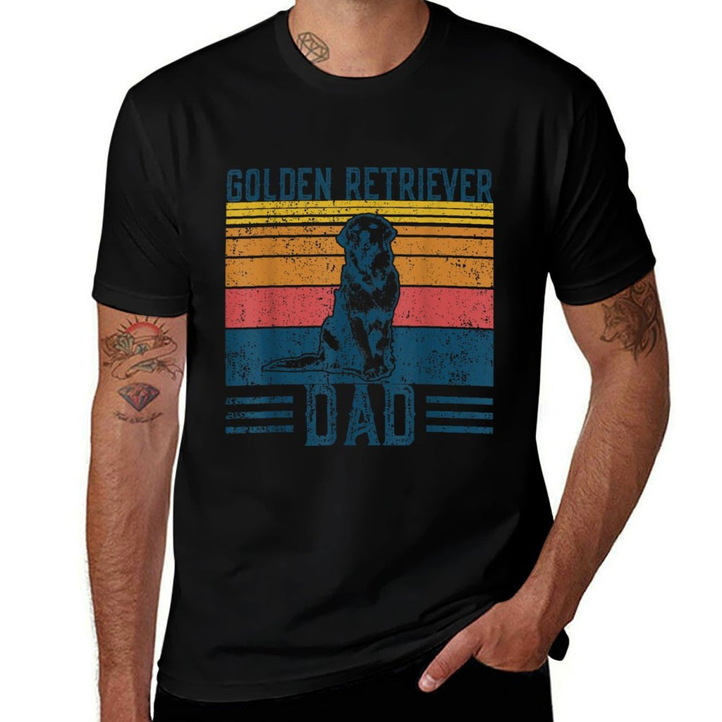 Dog Golden Dad - Vintage Golden Retriever Dad  Summer-ready Fabric T-Shirt