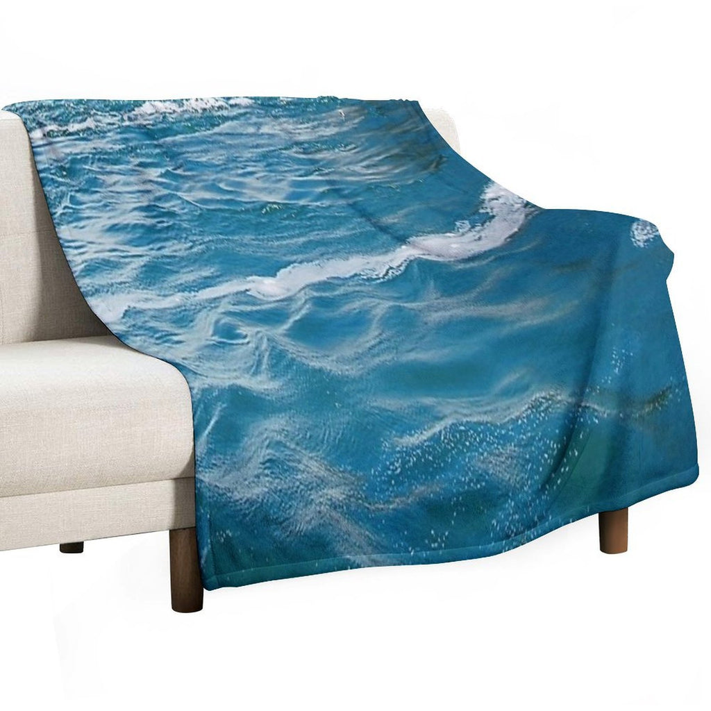 Healing Waters from Blue Ocean Waves And Ripples Shrink-resistant Throw Blanket