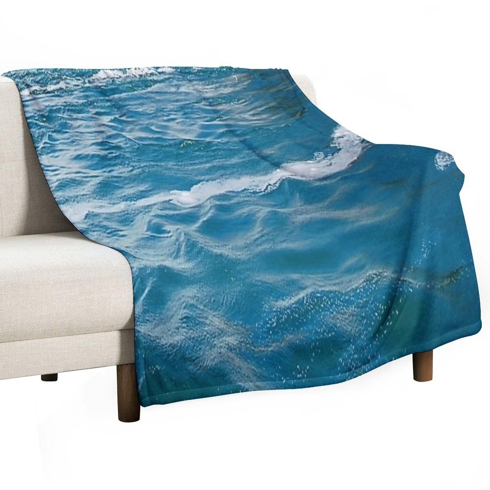 Healing Waters from Blue Ocean Waves And Ripples Shrink-resistant Throw Blanket