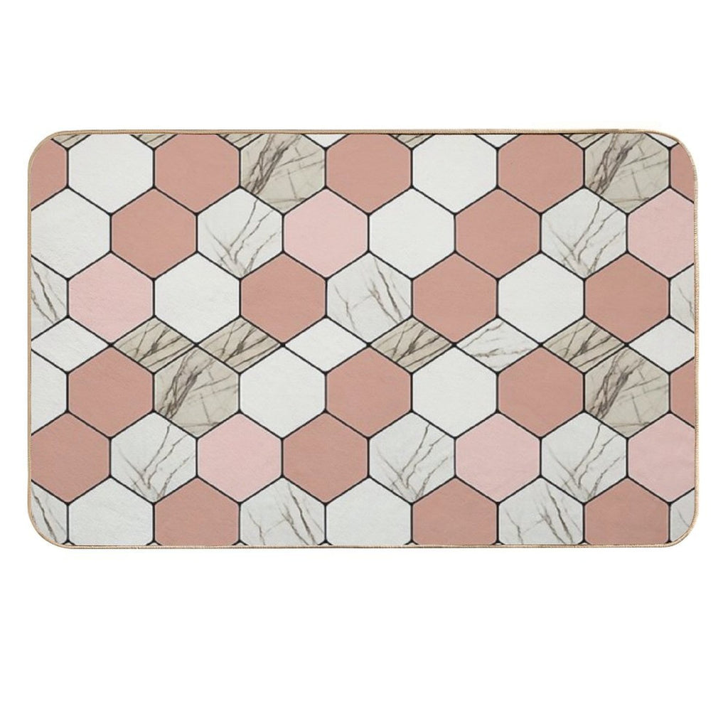 Pink Marble Pattern  Easy To Clean Bath Mat