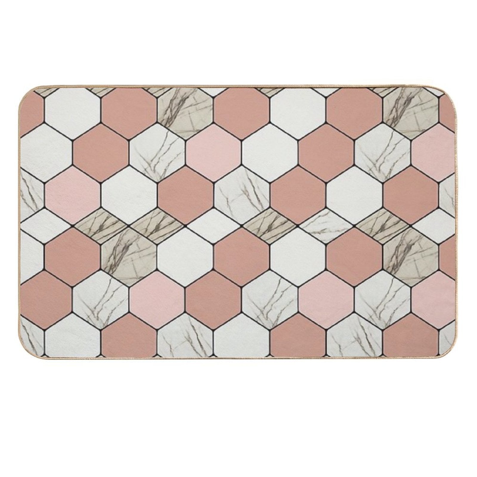 Pink Marble Pattern  Easy To Clean Bath Mat