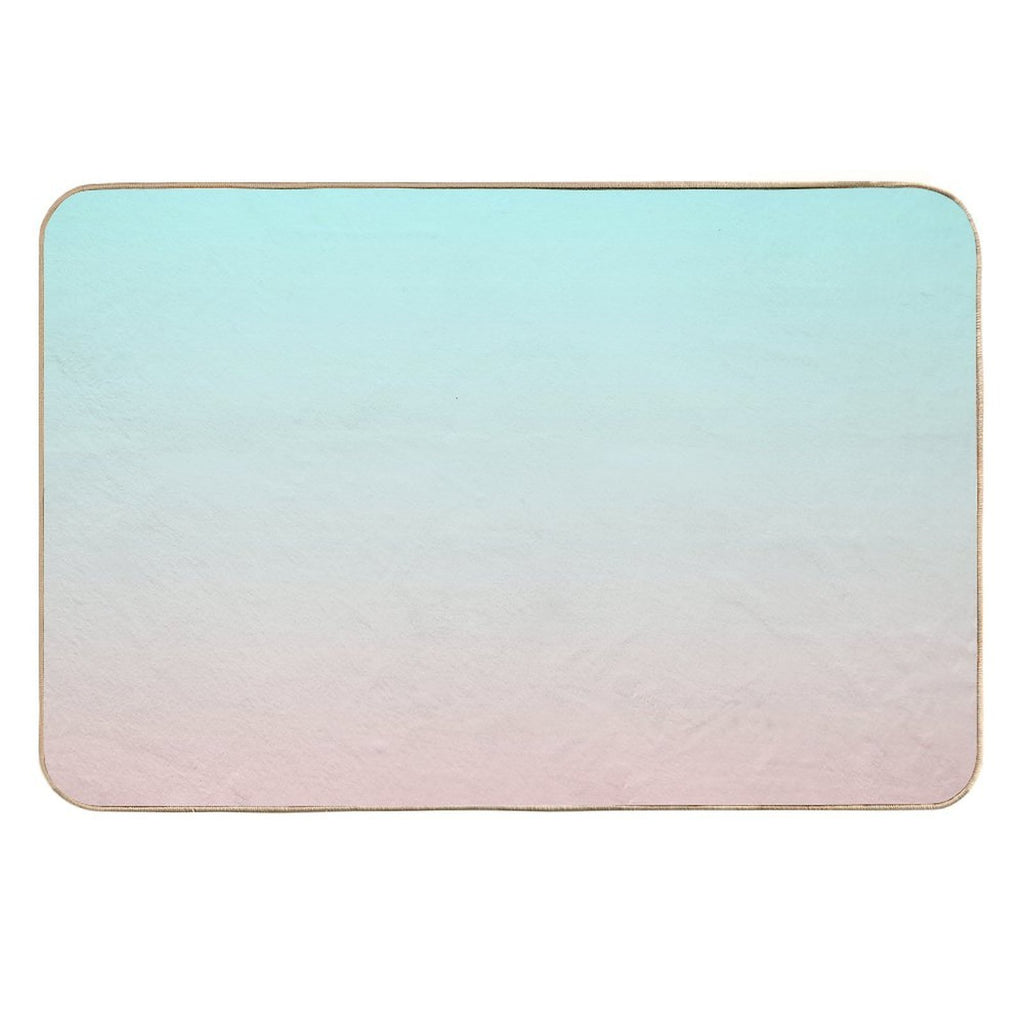 Dreamy Mint to Muted Coral Pastel Ombre  Absorbent Bath Mat