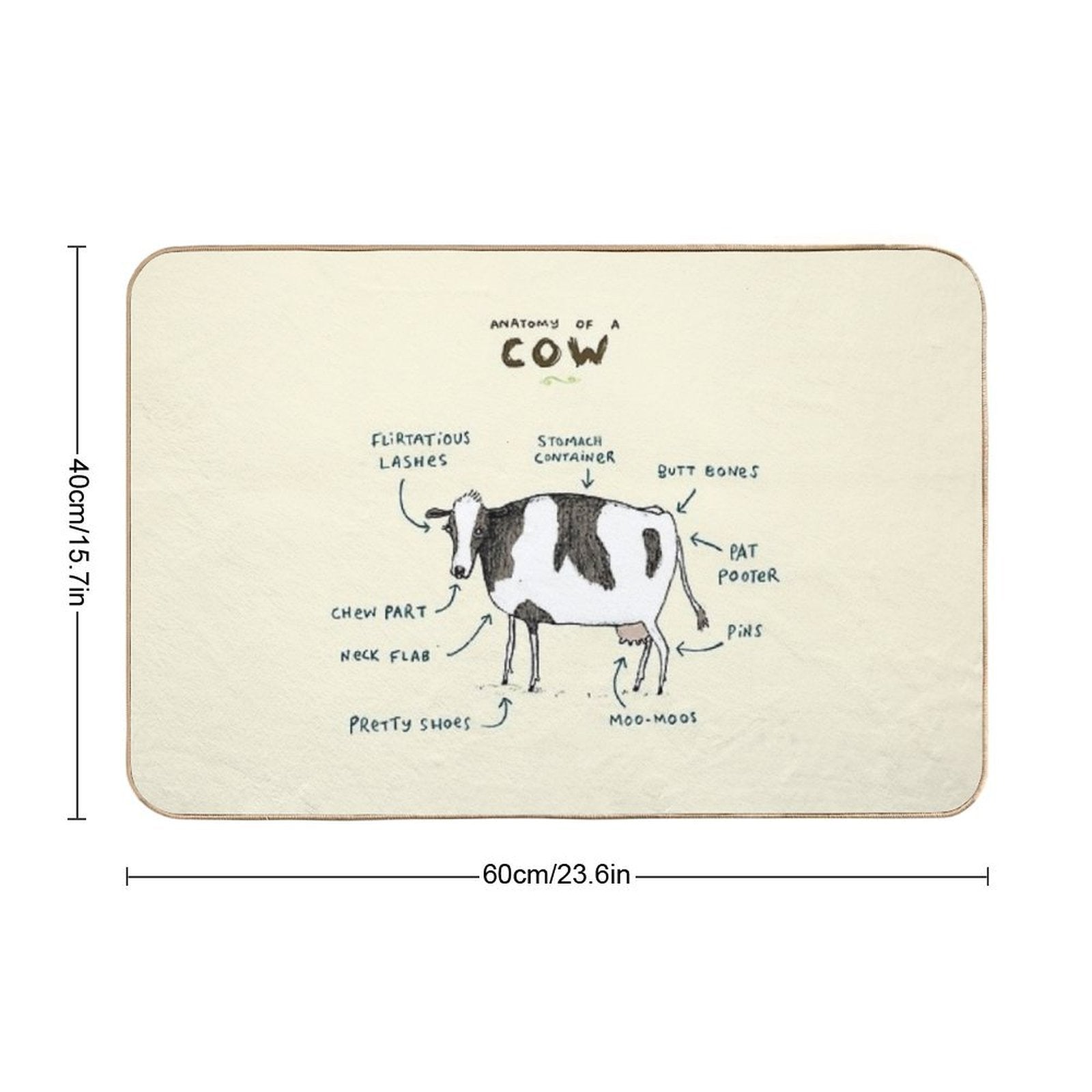 Anatomy of A Cow Durable Bath Mat