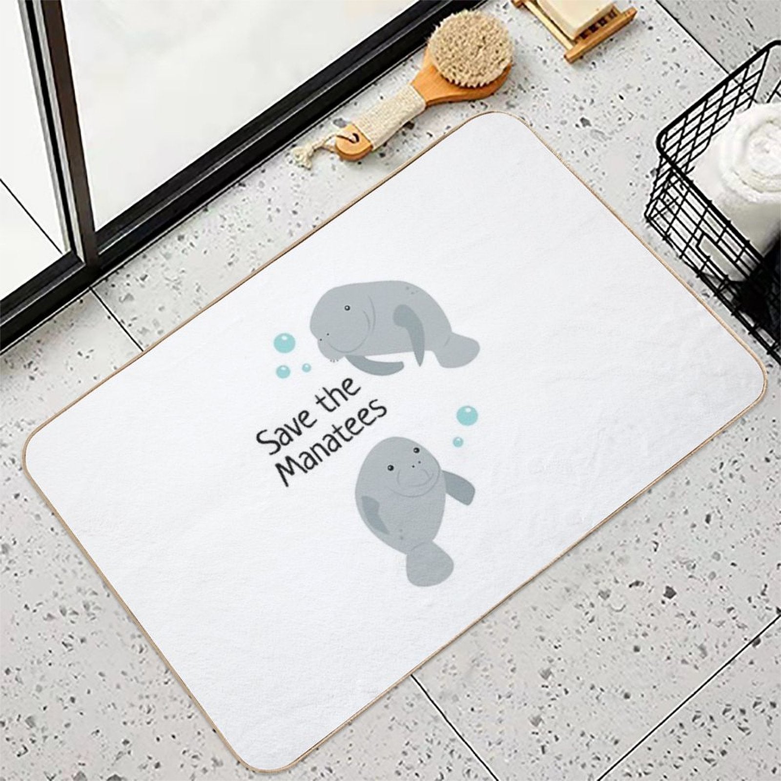 Save The Manatees  Anti-Trip Bath Mat