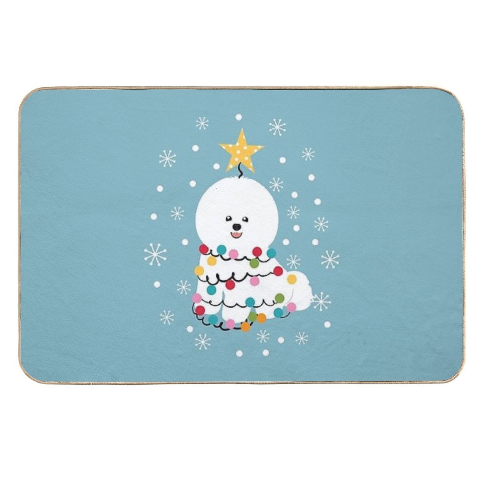Bichon Frise Christmas Tree  Fade-Resistant Bath Mat