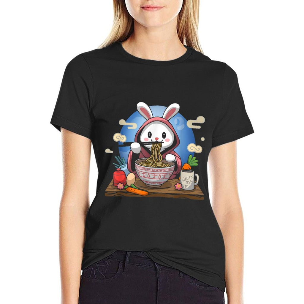 Easter Bunny Anime Eating Ramen Noodles Kawaii Rabbit  Vintage-inspired T-Shirt