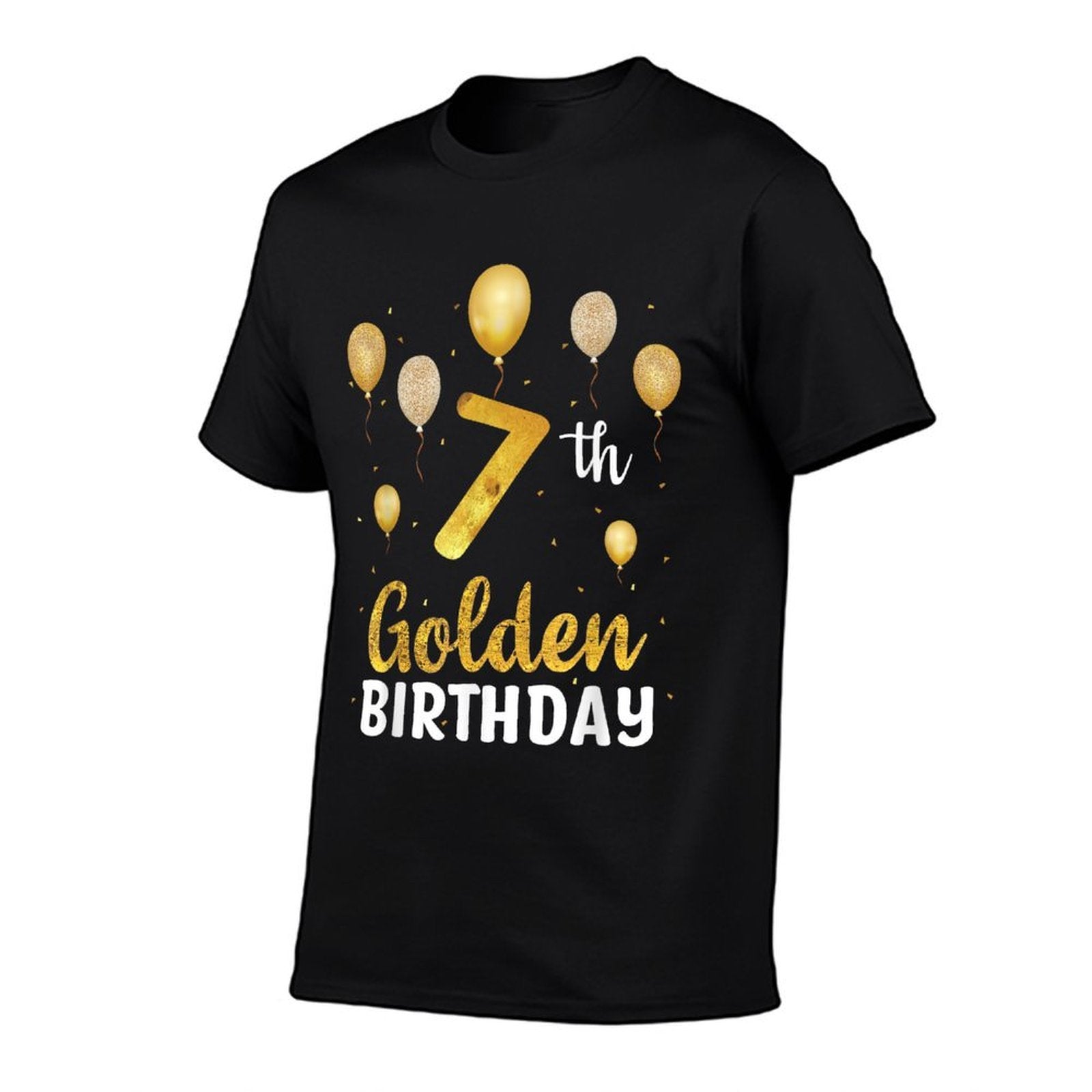 7th Golden Birthday Balloons 7 Year Old Funny B-day  Lightweight T-Shirt