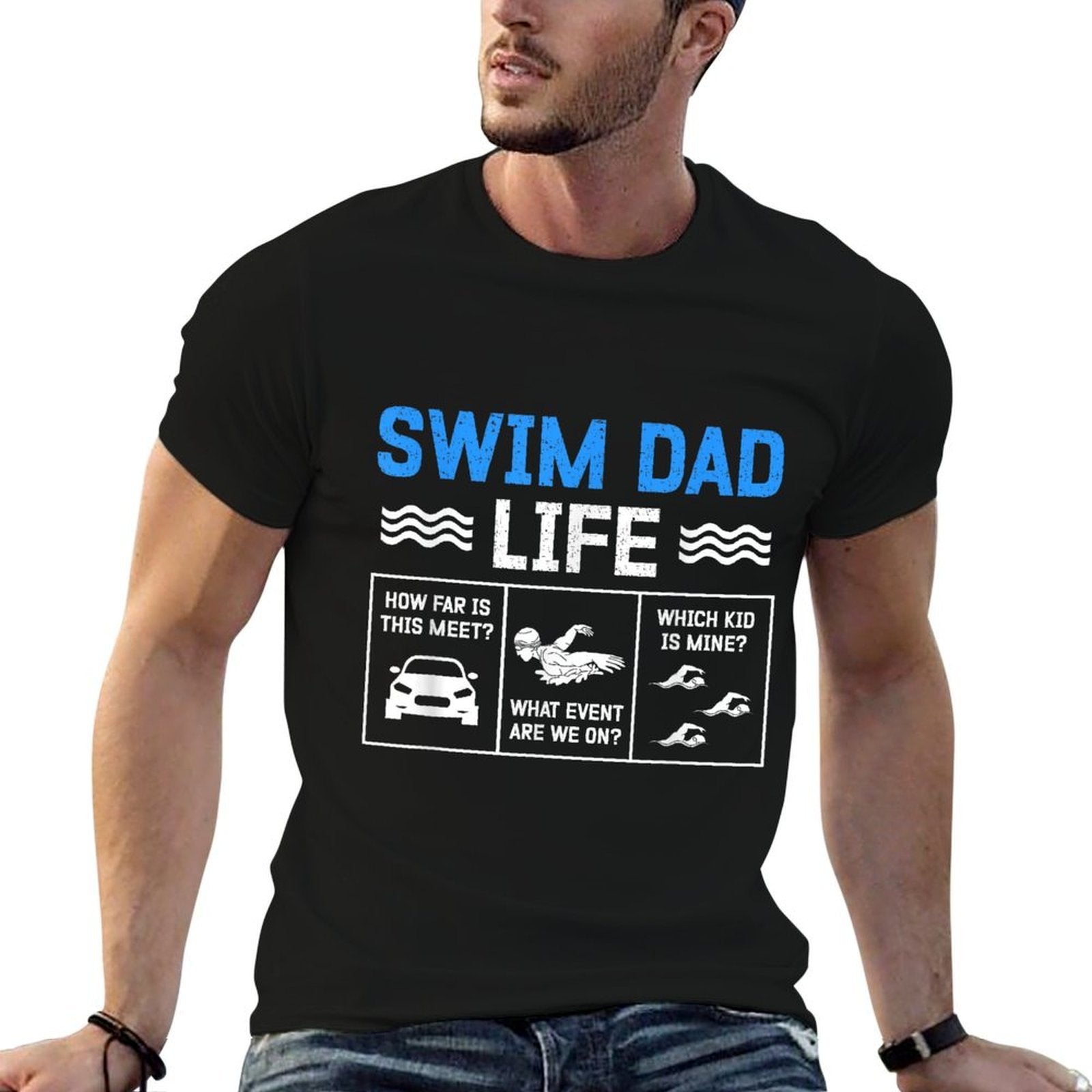 Swim Dad Life Swimming Dad Of A Swimmer Dad Swim Father  Rolled Sleeves T-Shirt
