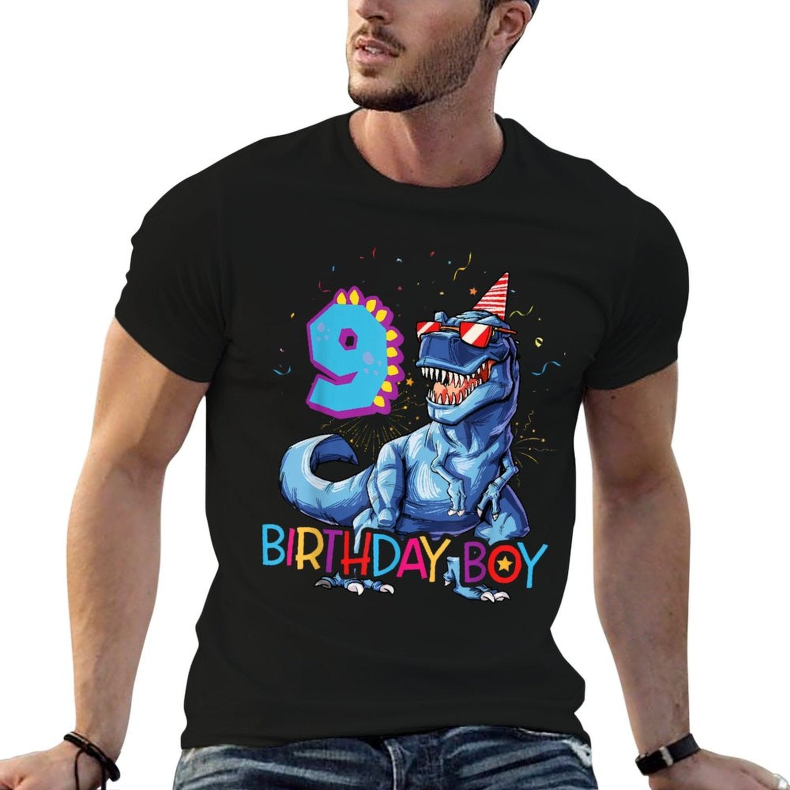 9 Year Old Boy Dinosaur 9th Birthday Boy Dinosaur  Graphic-printed T-Shirt